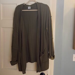 CAbi olive green trinity stitch cardigan